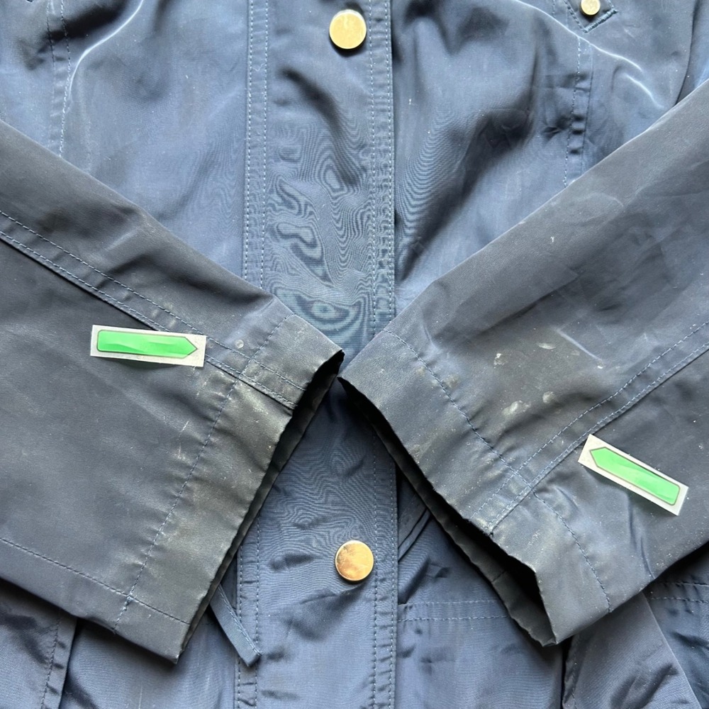 Charter Club Rain Jacket 0X Navy Blue Water Resistant Detachable Hood Classic - Picture 9 of 13